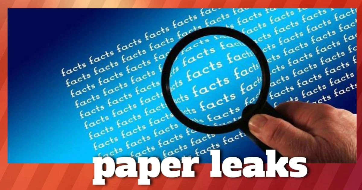 Paper Leaks "Illustration showing the ripple effect of paper leaks on students and society."